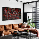 Large Oil Painting Original Canvas Black And Red Art Pollock Style Fine Art Painting Minimalist Abstract Painting Frame Art Texture Art | NOCTURNAL BLAZE - Trend Gallery Art | Original Abstract Paintings