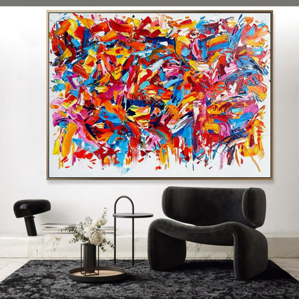 Abstract Painting on Canvas Original Colorful Wall Art Heavy Textured Artwork Modern Impasto Painting for Aesthetic Room Decor | COLORS OF SPRING