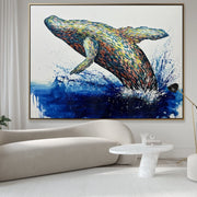 Large Abstract Whale Paintings On Canvas Animal Impasto Oil Painting Wall Art Handmade Painting Textured Fine Art | GREAT WHALE