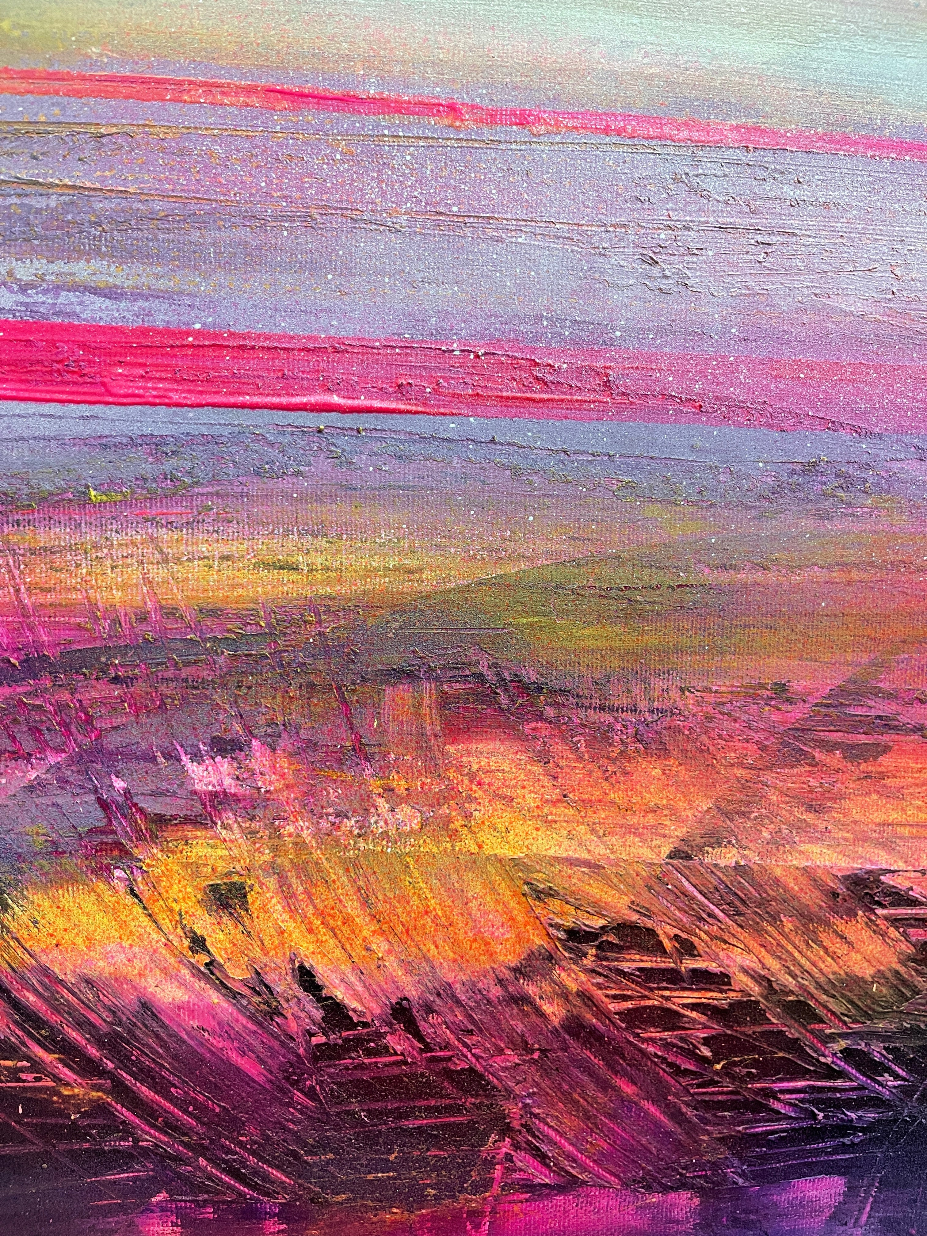 pink sunset acrylic painting