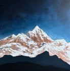 Abstract Landscape Paintings Mountains In Snow Paintings On Canvas Night Sky Wall Art Blue And White Palette Contemporary Art | STELLAR SUMMIT 47”x47" - Trend Gallery Art | Original Abstract Paintings