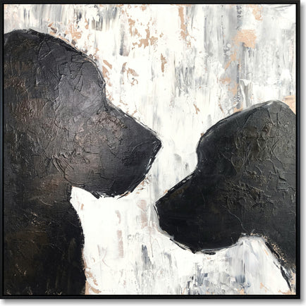 Abstract dogs textured painting LOVE DOG