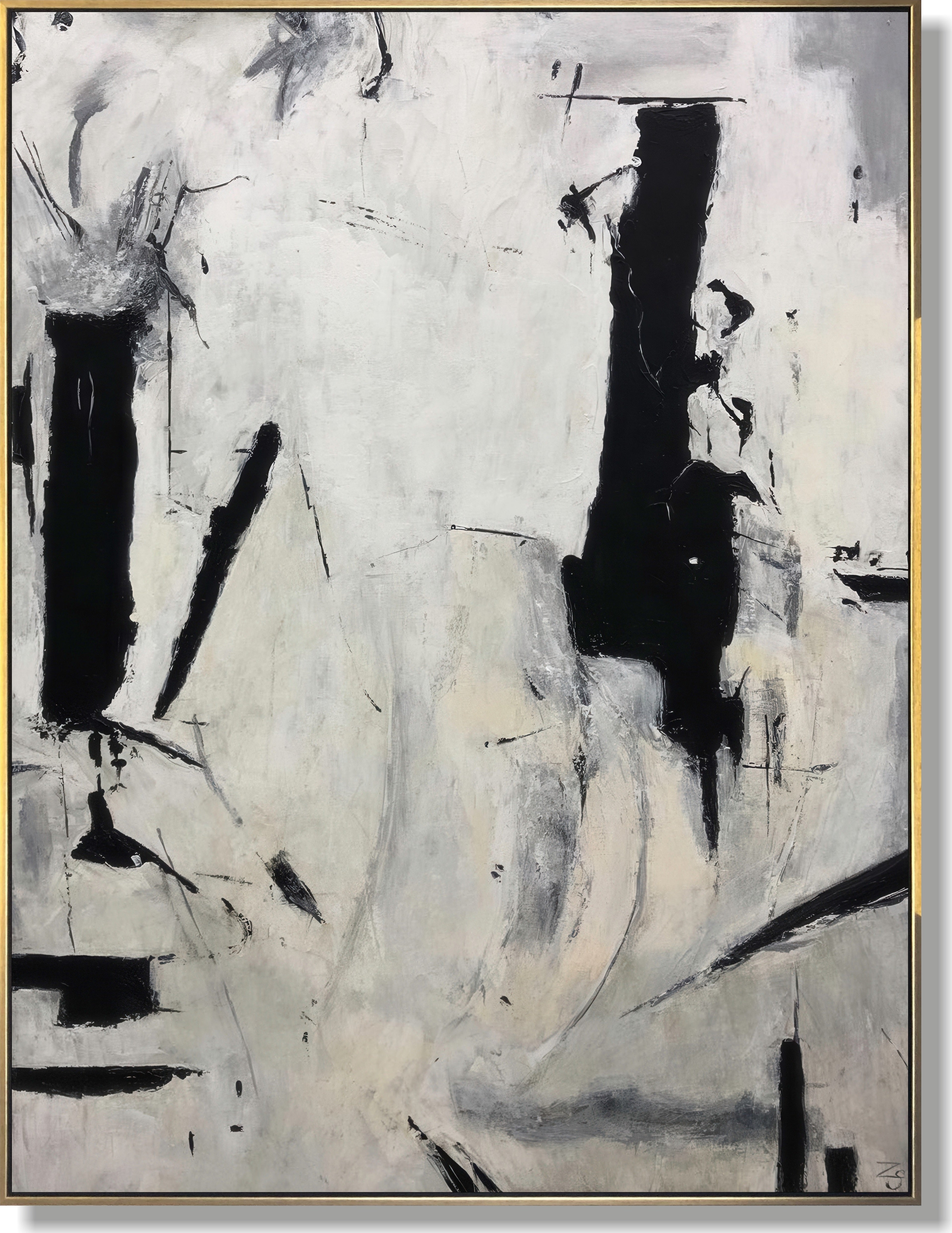 Minimalist black and white painting POTENTIAL