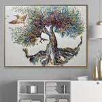 كبير الأصلي شجرة تجريدية اللوحة الطيور النفط قماش اللوحة مجردة غرامة الفن Impasto اللوحة جدار ديكور فني | ONCOMING SPRING