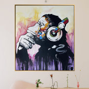 Modern Monkey Painting On Canvas Monkey In Headphones Oil Painting | POSITIVE VIBRATION