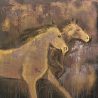 Brown Horses Painting Modern Impressionist Art Luxury Painting Abstract Animal Painting Textured Wall Art | RUNNING HORSES 46"x46" - Trend Gallery Art | Original Abstract Paintings