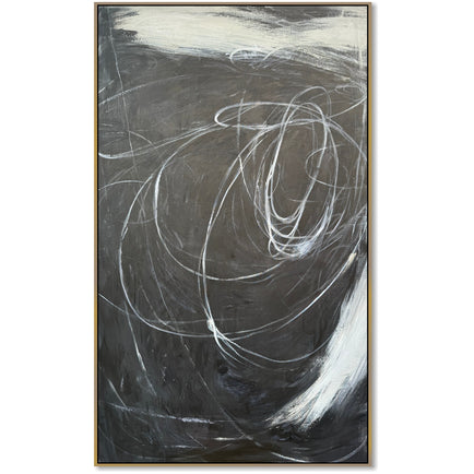 Black and white painting abstract GRAVITY'S DANCE