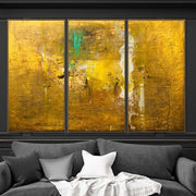 لوحة تجريدية أصلية كبيرة الحجم لوحة صفراء لوحة ذهبية لتزيين جدران الفندق | GOLD RUSH