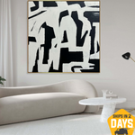 Modern Paintings Abstract Canvas Artwork Black And White Wall Art Framed Unique Painting Living Room Wall Art Canvas Home Decor | JAGGED OBSCURITY 40"x40"