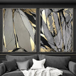 Abstract   Painting On Canvas Gray Painting Gold Leaf Painting Abstract 2 Piece | ROCK BLOOM