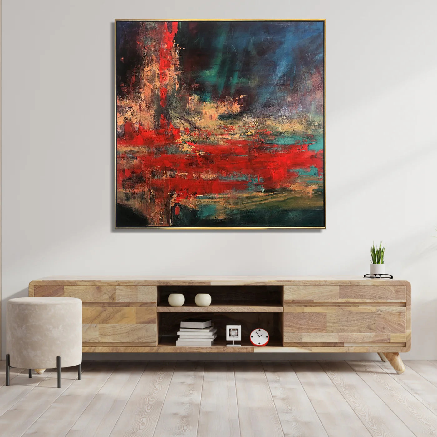 Invoice for 2 paintings MERMAID SCALES and FIERY PASSION Stretched + Black - Gold frame in size 64"x64"