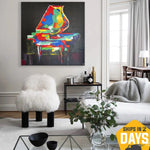 Abstract Grand Piano Acrylic Painting Colorful Music Instrument Wall Art for Bedroom | COLOR OF MUSIC 48"x48"