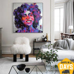 Original Woman Oil Painting Abstract Female Portrait Colorful Artwork Decor for Living Room | ECSTATIC 40"x40"