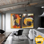 Abstract Orange Set Of 2 Acrylic Painting Colorful Handmade Wall Art Decor for Bedroom | ORANGE SAND 2P 27.5"x40"