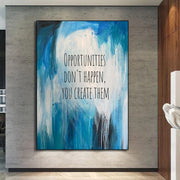 Original Light Blue Acrylic Painting Motivational Artwork Textured Modern Wall Art Decor for Home | OPPORTUNITIES