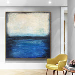 لوحة جدارية أصلية كبيرة جدًا للمحيط البحر الأزرق لوحة تجريدية على لوحة قماشية من الأكريليك على القماش | SEA HORIZON