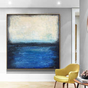 لوحة جدارية أصلية كبيرة جدًا للمحيط البحر الأزرق لوحة تجريدية على لوحة قماشية من الأكريليك على القماش | SEA HORIZON