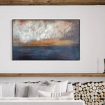 Original Seascape Oil Painting Colorful Sunset Wall Art Textured Artwork Ocean for Home Decor | SEA HAZE