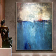 Large Abstract Painting Original Oversize Art Landscape Art Blue Modern Wall Art | MAGNIFICENT LAKE