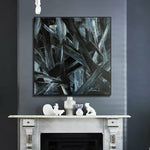 Abstract Sharp Figures Original Black and White Acrylic Painting Modern Artwork for Home | BLACK CRYSTALS