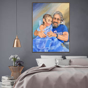 Custom Grandfather and Grandson Paintings from Photo Original Family Wall Art for Living Room | PAINTING FROM PHOTO #52