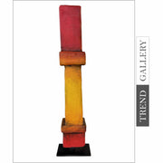 Abstract Red Totem Hand Carved Original Table Decor Wood Sculpture Desktop Art for Home | ASIAN DREAM 24.4"x4" - Trend Gallery Art | Original Abstract Paintings