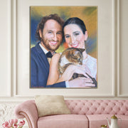 Abstract Couple and Cat Paintings from Photo Original Family Oil Painting Wall Art Decor | PAINTING FROM PHOTO #50