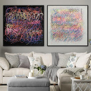 مجموعة لوحات جاكسون بولوك الملونة الأصلية المكونة من 2 لوحات على قماش مجردة من الفن الجميل الجداري | COLORFUL PHENOMENON