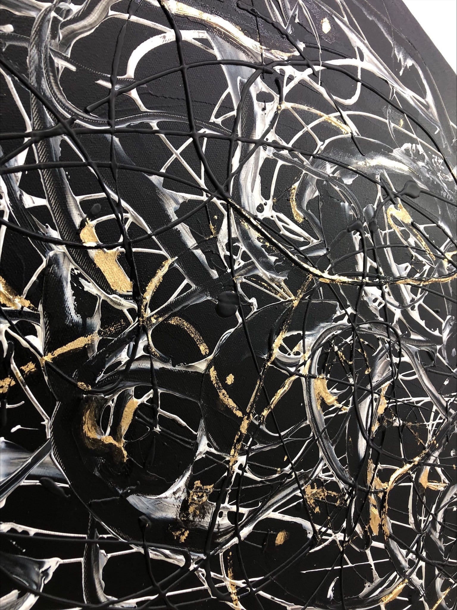 Jackson Pollock Style Paintings On Canvas Black And White Abstract Fine Art Modern Painting Handmade Art over Fireplace Decor | ABSTRACT MAZE - Trend Gallery Art | Original Abstract Paintings