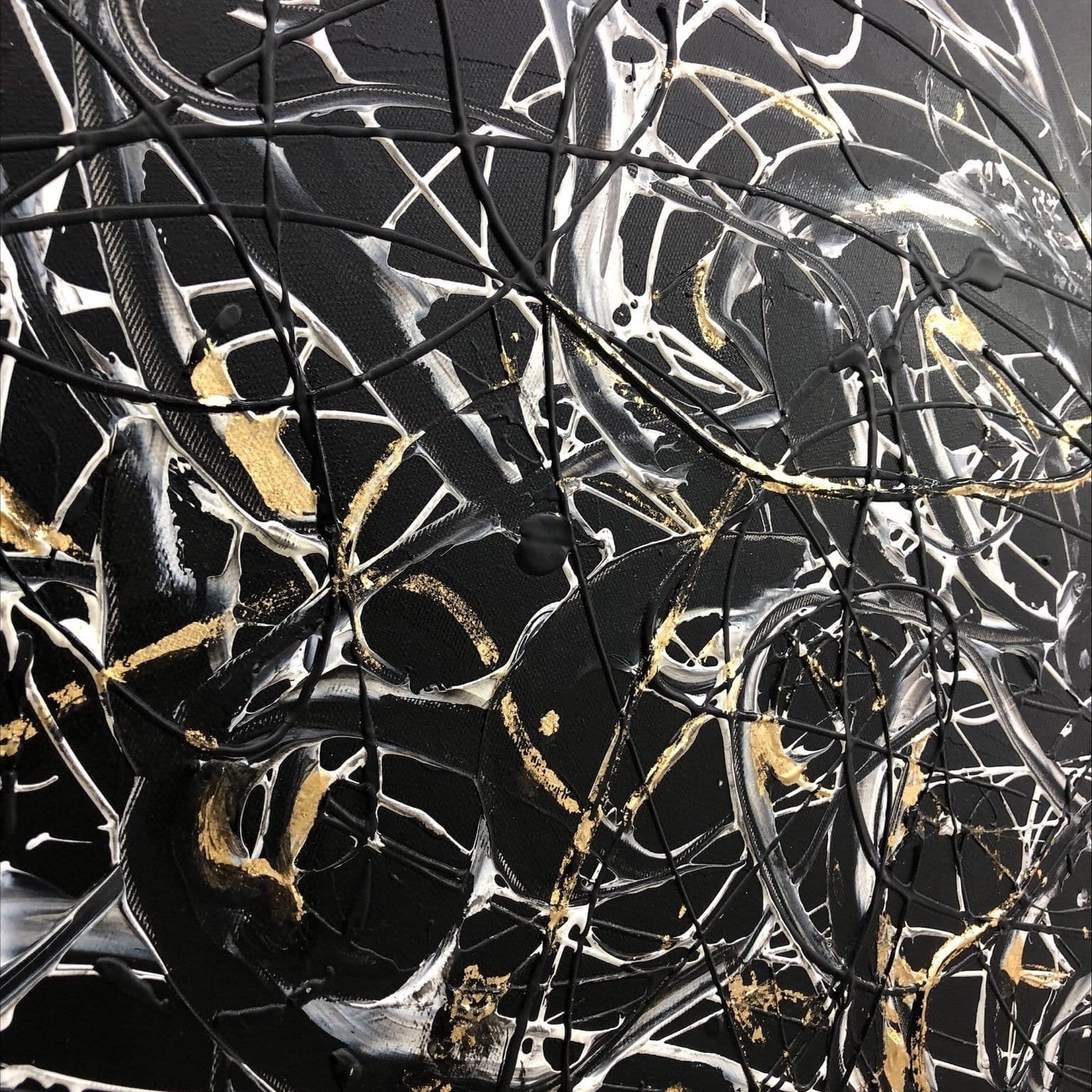 Jackson Pollock Style Aesthetic Painting on Canvas Wall Art Black and White Creative Artwork Customized Painting for Room Decor | ABSTRACT MAZE - Trend Gallery Art | Original Abstract Paintings