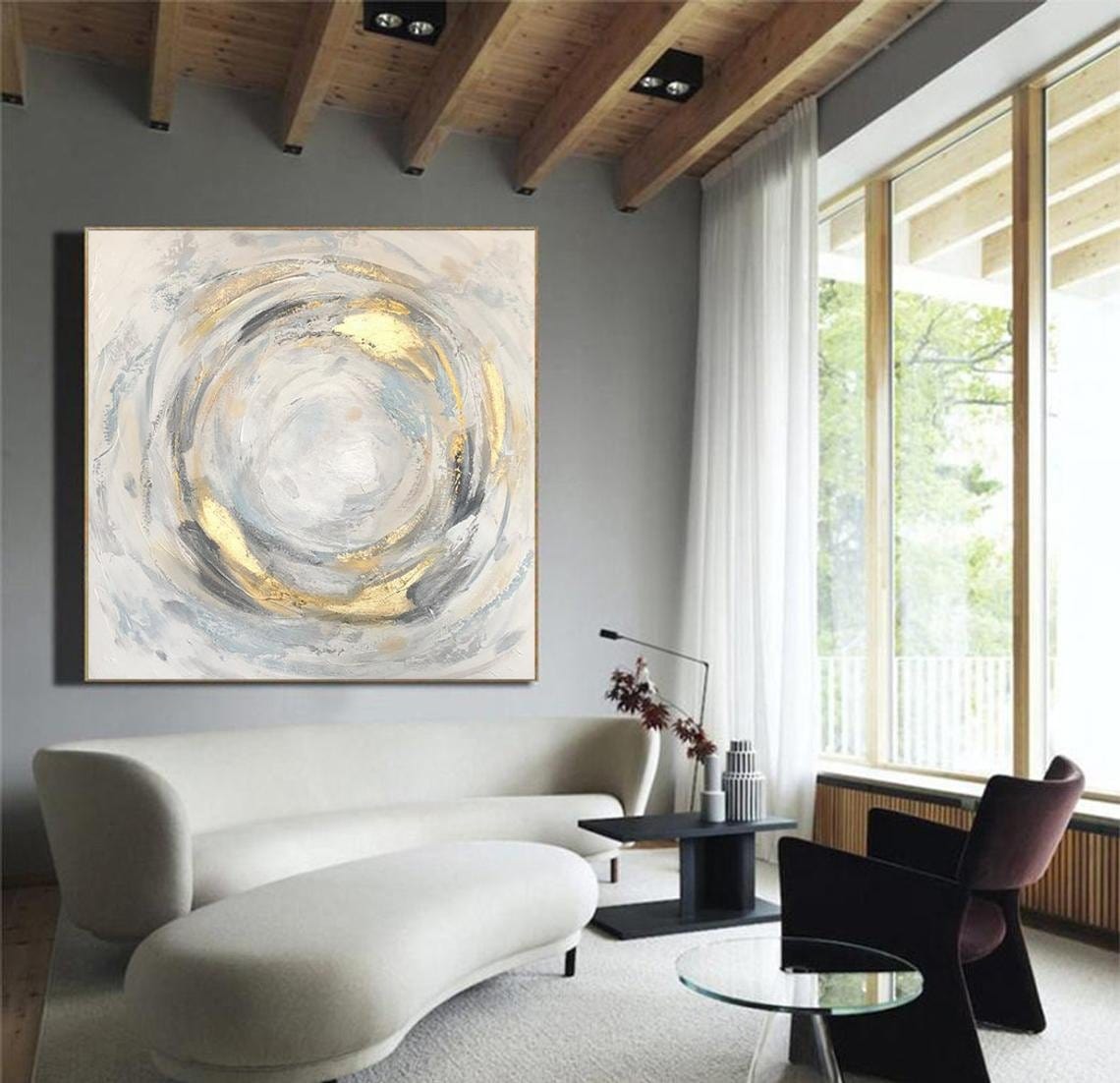 Extra Large Abstract Gold Leaf Paintings On Canvas Original Fine Art C