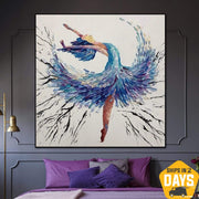 إضافية كبيرة فن راقصة الباليه مجردة عمل فني راقصة الباليه جدار الفن لوحة الرقص الفن الاكريليك على قماش جدار ديكور | BALLERINA SYLVIA 32"x32"