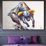 Bull Abstract Painting Colorful Artwork Abstract Canvas Painting Abstract Modern Art | UNSTOPPABLE POWER