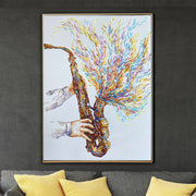 لوحات تجريدية كبيرة من الساكسفون على قماش فن الجاز فن الجاز المعاصر هدية للموسيقي Impasto الرسم فن أداة الموسيقى| A LITTLE BIT OF JAZZ
