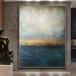 لوحة تجريدية زرقاء لوحة رمادية لوحة منظر طبيعي لوحة غروب الشمس لوحة المحيط | WATERSCAPE