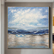 أمواج مجردة اللوحة لوحات المحيطات على قماش المناظر الطبيعية الحديثة اللوحة البحر الأزرق لوحات تجريدية على قماش | THE TENDERNESS OF NATURE