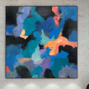 مجردة الأزرق اللوحة قماش اللوحة الزيتية الأصلية الحديثة الاكريليك قماش جدار الفن محكم الفن التجريدي الملونة اللوحة للديكور المنزل | BLUE JAZZ