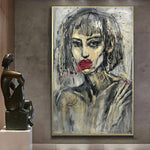 كبير النفط اللوحة مجردة قماش فتاة اللوحة الاكريليك امرأة جدار الفن على قماش اليدوية فن العمل جدار الفن الحديث | INTIMATE EVENING