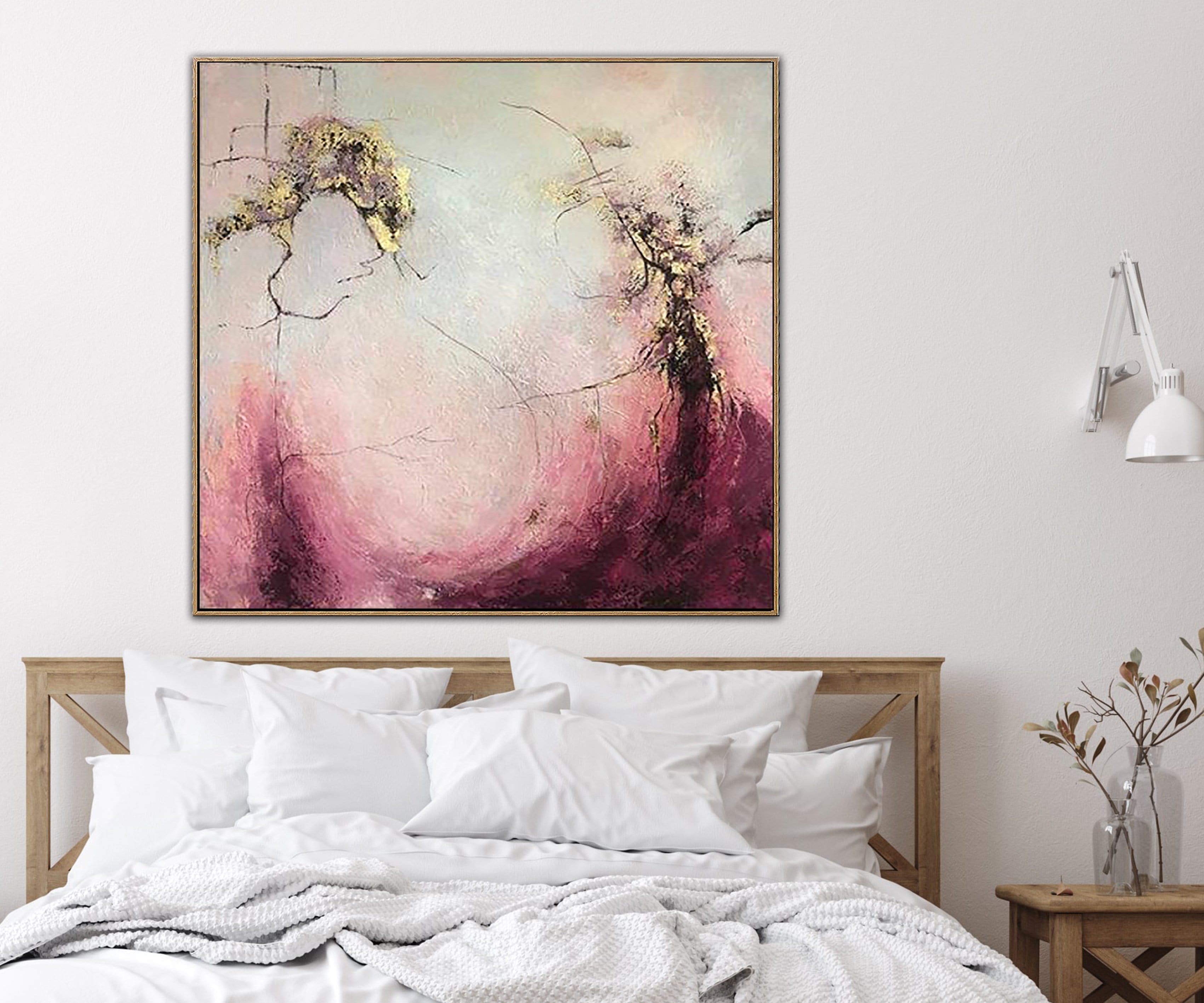 Abstract Acrylic Paintings On Canvas Gold Leaf Painting Blush Original Large Art Unique Abstract Artwork Wall Artwork | SOMEWHERE IN THE HEAVEN - Trend Gallery Art | Original Abstract Paintings