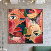 Faces Abstract Painting Large Fine Art Abstract Modern Artwork Painting | MIXED DREAMS