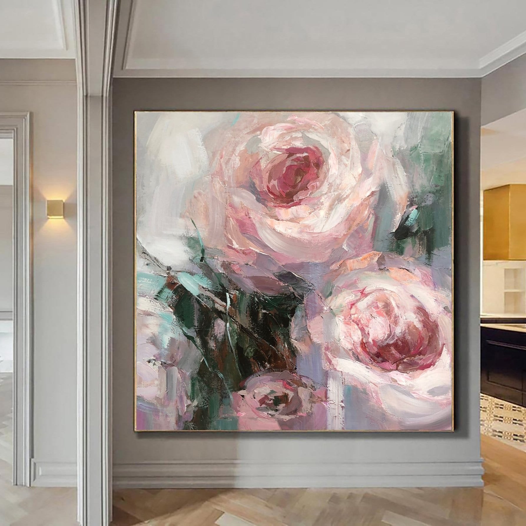 Large Flower Painting on Canvas Abstract Floral Art Oil Impasto Painting Pink Art | SPRING PEONIES - Trend Gallery Art | Original Abstract Paintings