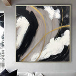 Large Gray Painting On Canvas Black And White Abstract Art Modern Painting Acrylic Canvas Art Original Oil Painting | ROAD BETWEEN THE CLOUDS