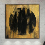 Abstract Gold Painting Canvas Abstract Black and Gold Painting Original Oil Painting on Canvas Minimalist Wall Art for Home Wall Decor | TO THE MOON
