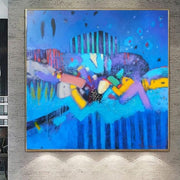 Large Blue Paintings On Canvas Abstract Graffiti Painting Original Handmade Painting Ukraine Artist | BLUE GRAFFITI - Trend Gallery Art | Original Abstract Paintings