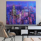 Abstract Purple Paintings On Canvas City Fine Art Original Handmade Painting Support Ukraine Artist | SKYSCRAPERS - Trend Gallery Art | Original Abstract Paintings