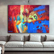 Original Red and Blue Paintings On Canvas Colorful Fine Art Abstract Handmade Painting Support Ukraine Artist Wall Decor | MIX UP