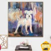 Original Schnauzer Painting on Canvas Miniature Schnauzer Wall Art Personalized Artwork Dog Painting for Aesthetic Room Decor | MINIATURE SCHNAUZER 40"x40"