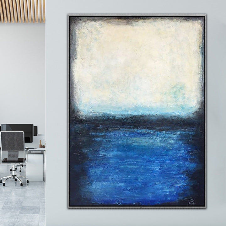 Abstract Art in Light Blue and Deep Blue SEA HORIZON