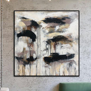 Abstract Black And White Paintings On Canvas Minimalist Art Original Beige Painting Modern Acrylic Wall Art Handmade Artwork | BRUME