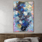 Original Blue Oil Painting Large Colorful Acrylic Canvas Art Acrylic Painting On Canvas Modern Handmade Living Room Wall Artwork | ANEMONE CARMEL BLUE